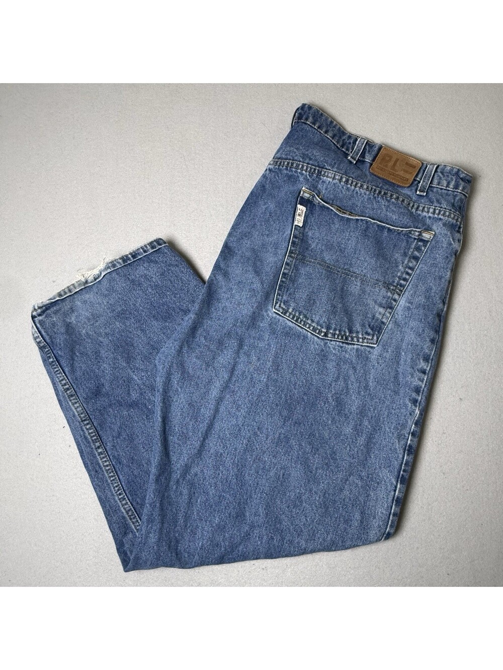 Vintage Polo Ralph Lauren Jeans Men's 48x30 Blue Straight Baggy Y2K Logo Denim